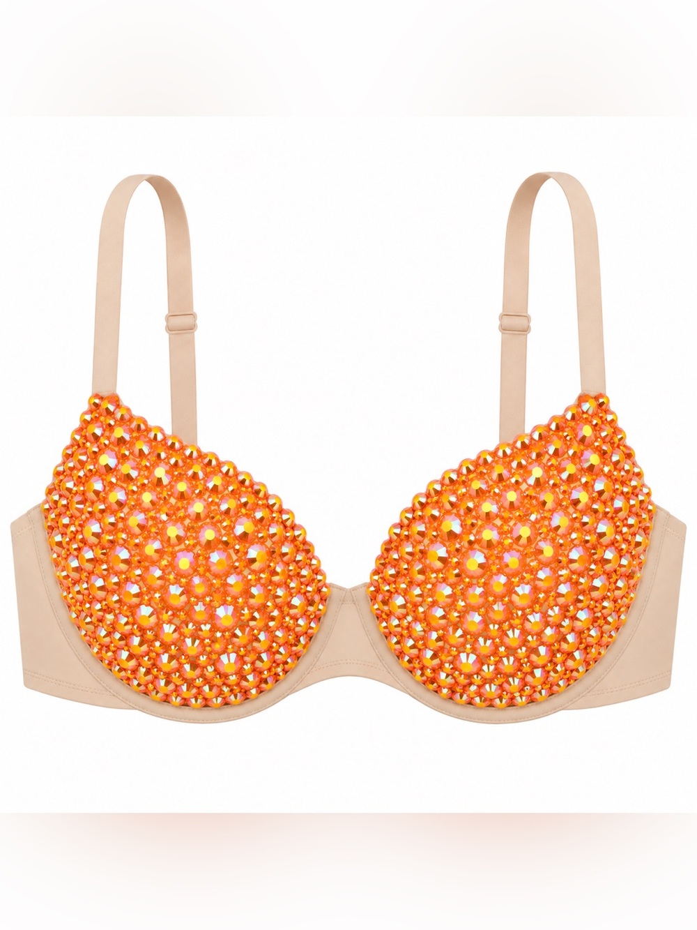 Orange AB Iridescent Jelly Rhinestone Sparkly Bra Limited Special